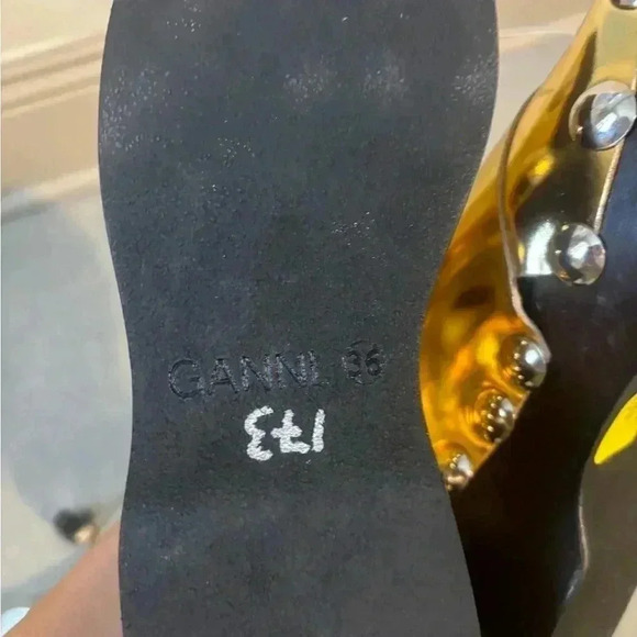 Ganni Gold and Black Mules - Picture 6 of 9